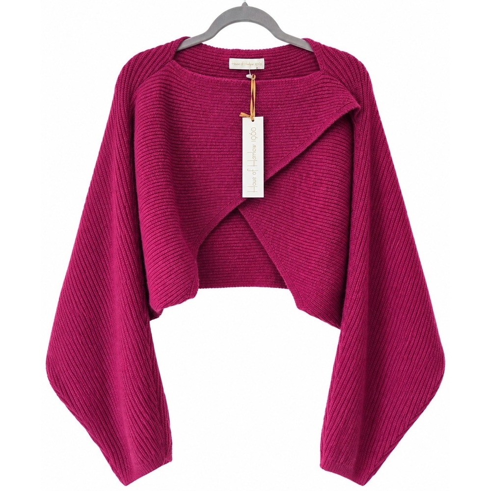 House of Harlow 1960 NWT Berry Open Front Cropped Cardigan Sweater Balloon...